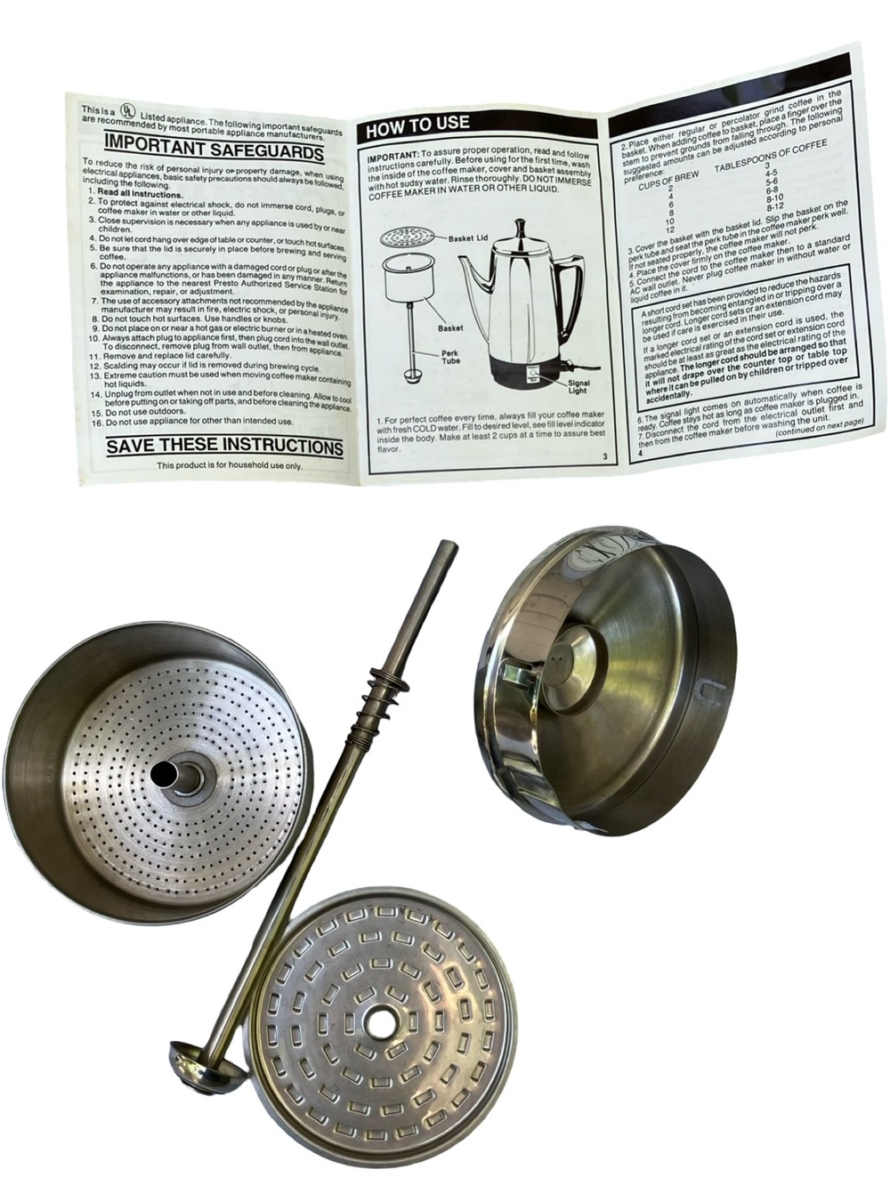 VTG PRESTO Stainless Coffee Pot Percolator 2-12 Cups Electric 1990s No Cable - Picture 3 of 15